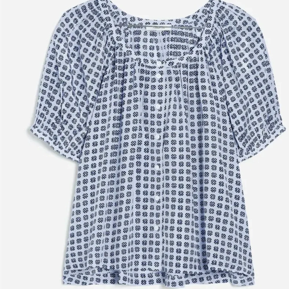 NWT Madewell Puff Sleeve A Line Printed Top Size S Front